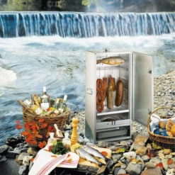 Fumoir Peetz Acier Aluminé Porte à Charnières - L 39 X P 28 X H 85 Cm -Raviday Barbecue Soldes 630015 fumoir peetz acier alumine charnieres 85 39 28 ambiance