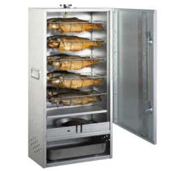 Fumoir Peetz Acier Aluminé Porte à Charnières - L 39 X P 28 X H 85 Cm -Raviday Barbecue Soldes 630015 fumoir peetz acier alumine charnieres 85 39 28 rempli