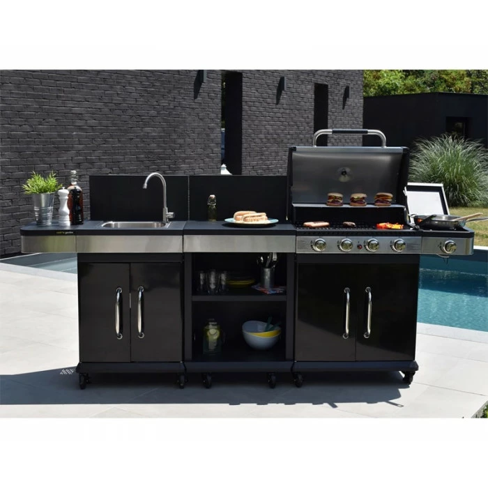 Pack Cuisine Extérieure FIDGI 4 Avec Barbecue Gaz + Desserte + Evier 3 Pack Cuisine Extérieure FIDGI 4 Avec Barbecue Gaz + Desserte + Evier