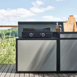Cuisine D'extérieur Forge Adour 3 Modules + Plancha à Gaz Modern 60 Acier Noir -Raviday Barbecue Soldes cuisine modulable forge adour plancha modern e 60 a 1 1