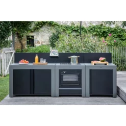 Cuisine D'extérieur ENO Modulo Acier Pour Plancha - 3 Modules Avec Cuisinière Et Chariot Félix -Raviday Barbecue Soldes cuisine modulo 3 cuisiniere chariot felix 2