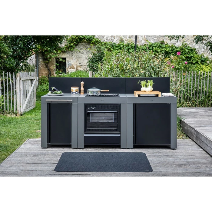 Cuisine D'extérieur ENO Modulo Acier Pour Plancha - 3 Modules Avec Cuisinière Et Desserte Félix 3 Cuisine D'extérieur ENO Modulo Acier Pour Plancha - 3 Modules Avec Cuisinière Et Desserte Félix