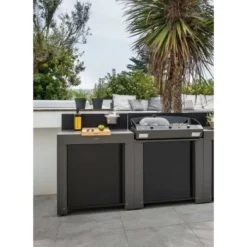 Cuisine D'extérieur ENO Modulo Acier Pour Plancha - 2 Modules -Raviday Barbecue Soldes mobilo eno gris acier 2 modules ambiance 2
