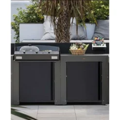 Cuisine D'extérieur ENO Modulo Acier Pour Plancha - 2 Modules -Raviday Barbecue Soldes mobilo eno gris acier 2 modules ambiance 5