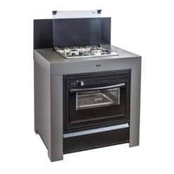 Modulo Cuisinière Four Et Plaque - Gris Acier - Cuisine D'extérieur ENO -Raviday Barbecue Soldes mod7005 1 cuisine exterieur modulo combine gris cargo eno