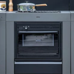 Modulo Cuisinière Four Et Plaque - Gris Acier - Cuisine D'extérieur ENO -Raviday Barbecue Soldes mod7005 cuisiniere modulo gris cuisine exterieur eno ambiance