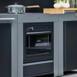 Modulo Cuisinière Four Et Plaque - Gris Acier - Cuisine D'extérieur ENO -Raviday Barbecue Soldes mod7005 cuisiniere modulo gris cuisine exterieur eno ambiance 3
