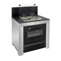 Modulo Cuisinière Four Et Plaque - Inox Et Noir - Cuisine D'extérieur ENO -Raviday Barbecue Soldes mod8505 1 cuisine exterieur modulo combine noir et inox eno