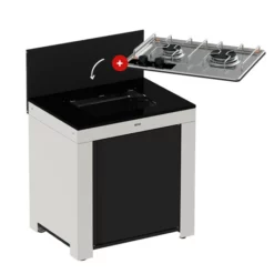 Modulo Table De Cuisson Master 2 Brûleurs - Coloris Inox Et Noir - Pour Cuisine D'extérieur ENO -Raviday Barbecue Soldes modulo gris plaque