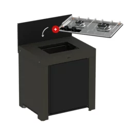 Modulo Table De Cuisson Master 2 Brûleurs - Coloris Gris Cargo - Pour Cuisine D'extérieur ENO -Raviday Barbecue Soldes modulo noir plaque