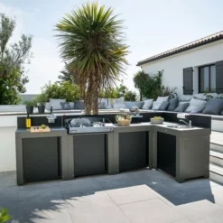 Modulo Pour Poser Une Plancha - Gris Acier - Cuisine D'extérieur ENO -Raviday Barbecue Soldes modulo plancha acier cuisine exterieur eno 7 min