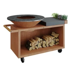 Brasero Plancha OFYR Island PRO Corten 100 Céramique Gris Anthracite + Housse Offerte