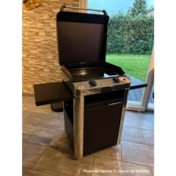 Pack Plancha Gaz ENO Fusion 60 Inox Et Noir + Chariot + Couvercle -Raviday Barbecue Soldes plancha eno fusion 60 inox chariot 1