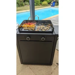 Pack Plancha à Gaz Forge Adour MODERN 60 Acier Noir + Chariot -Raviday Barbecue Soldes plancha forge adour modern 60 acier sur chariot 6 1