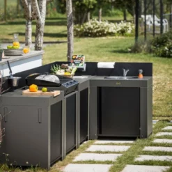 Modulo Plan De Travail - Gris Acier - Cuisine D'extérieur ENO -Raviday Barbecue Soldes pmod7001 modulo standard acier cuisine exterieur eno 8 min