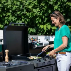 Cuisine D'extérieur ENO Modulo Acier Pour Plancha - 3 Modules Avec Table De Cuisson Master -Raviday Barbecue Soldes pmod7002 a1 cuisine exterieur modulo plancha gris cargo eno table master