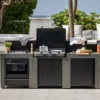 Cuisine D'extérieur ENO Modulo Acier Pour Plancha - 3 Modules Avec Cuisinière -Raviday Barbecue Soldes pmod7002 a2 cuisine exterieur modulo plancha gris cargo eno 1