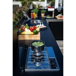 Modulo Table De Cuisson Master 2 Brûleurs - Coloris Inox Et Noir - Pour Cuisine D'extérieur ENO -Raviday Barbecue Soldes pmod8506 a1 modulo master noir et inox eno melanie chaigneau min